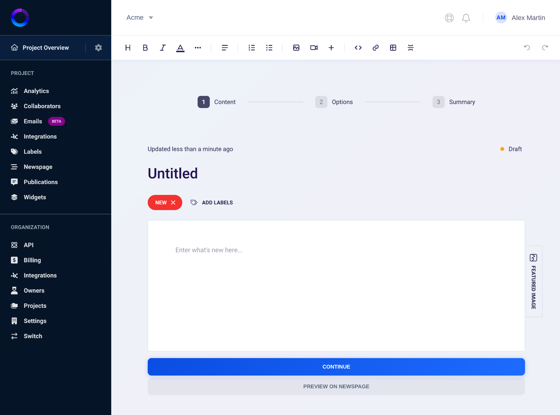 Writing a publication in the Noticeable editor